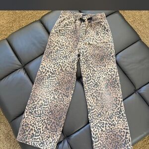 Leopard Print Wide Leg Pants (Girls XL) - Brown/Black